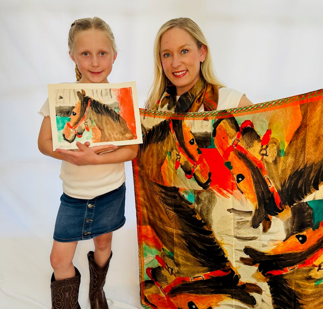 Limited Edition: Watercolor Horse Scarf by Caroline