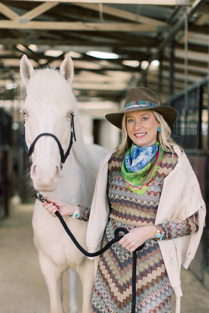 Western Scarf Green Saddle