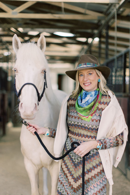 Preorder- Western Scarf Green Saddle