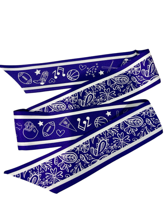 Purple “Go Team” Twilly + Necklace