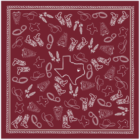 Maroon “Go Team” Texas Scarf