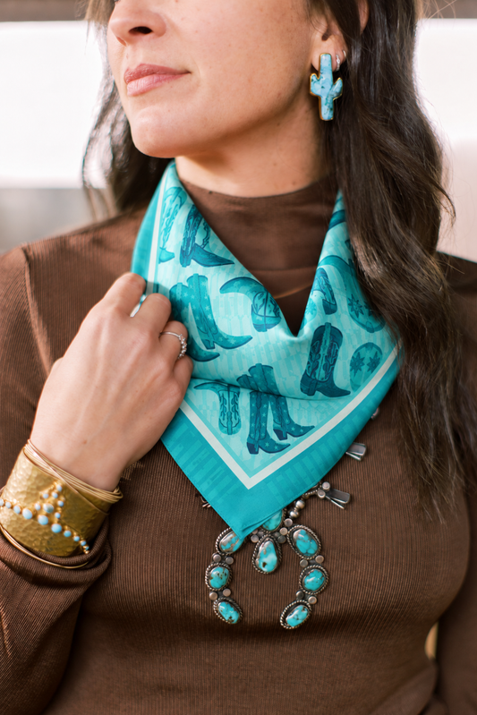 Turquoise Western Boot Scarf by Rachel O’Connor