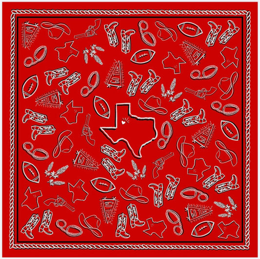 Red “Go Team” Texas Scarf