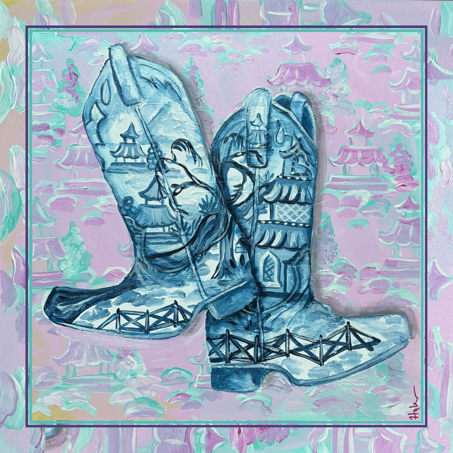 Preorder- Western Scarf Pink Boots