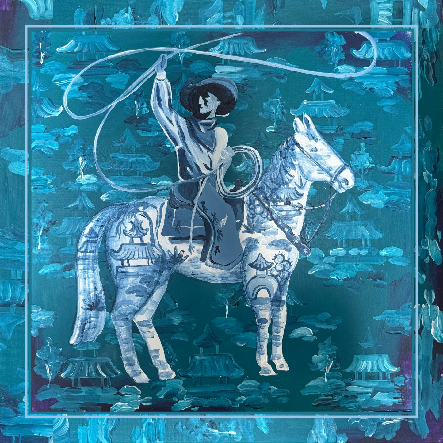 Western Scarf Blue Cowboy