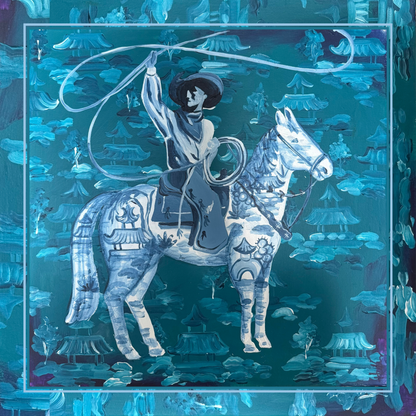 Western Scarf Blue Cowboy