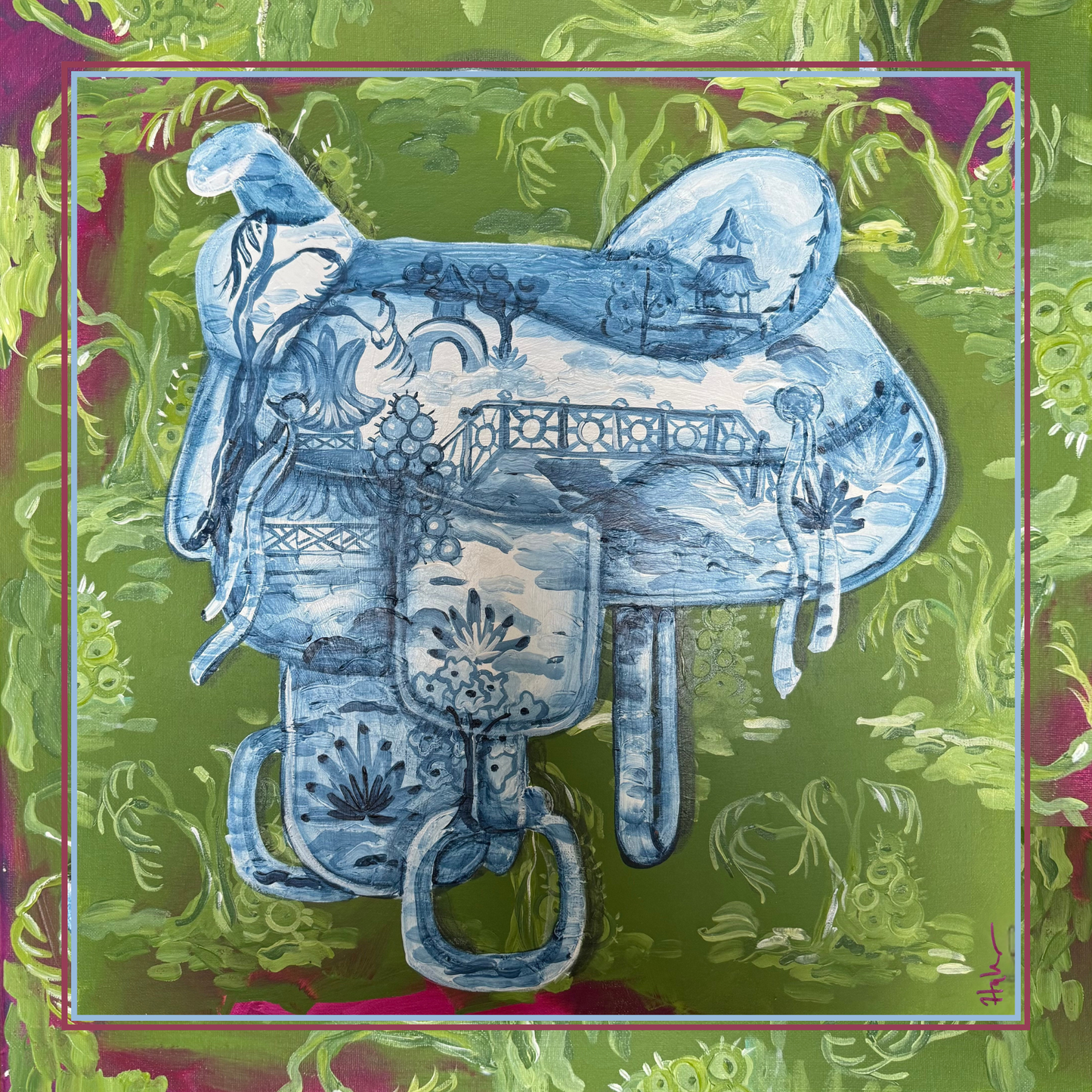 Preorder- Western Scarf Green Saddle