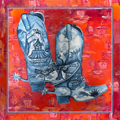 Western Scarf Red Boots