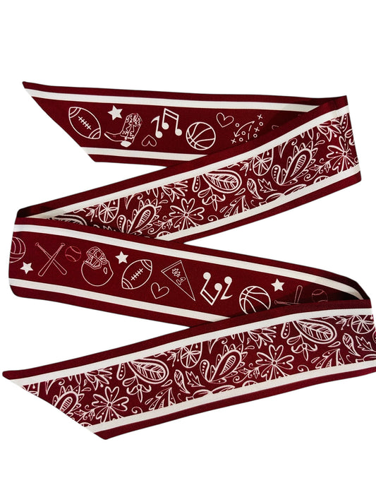 Maroon  “Go Team” Twilly + Necklace