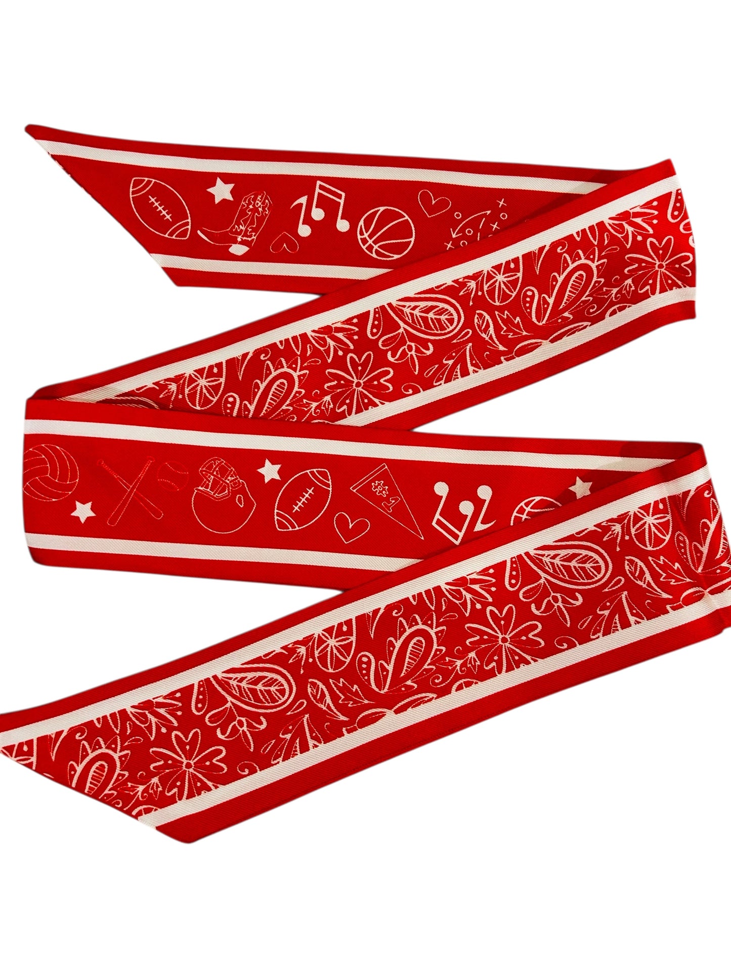 Red  “Go Team” Twilly + Necklace