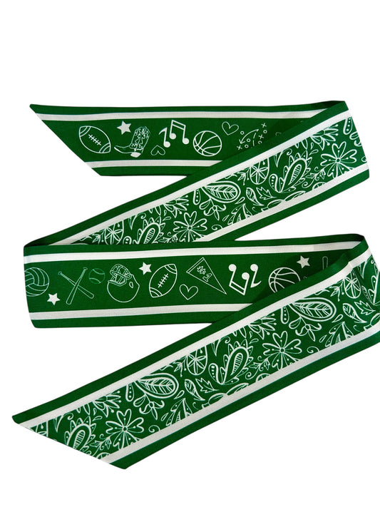 Green “Go Team” Twilly + Necklace