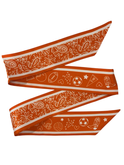 Orange  “Go Team” Twilly + Necklace