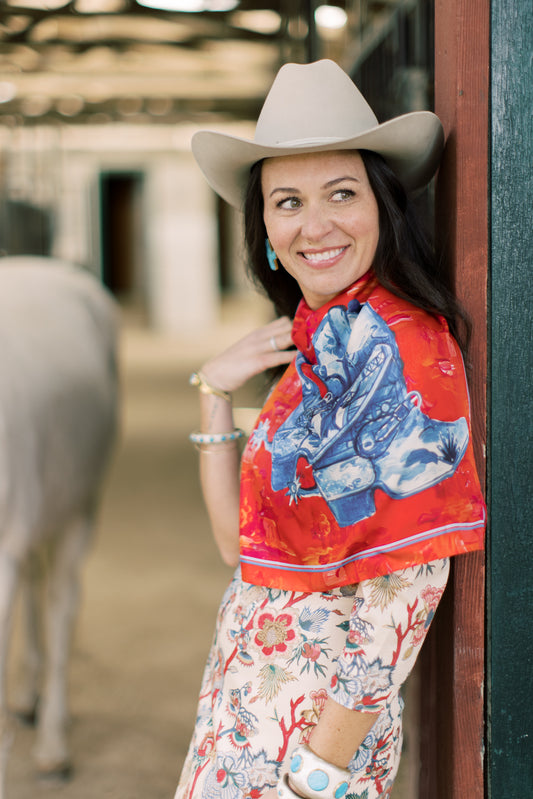 Preorder- Western Scarf Red Boots